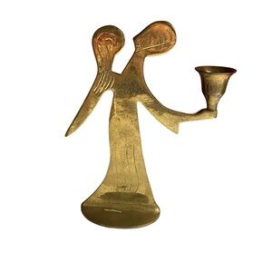 Vintage Christmas Commodore Solid Brass Angel Candle Holder